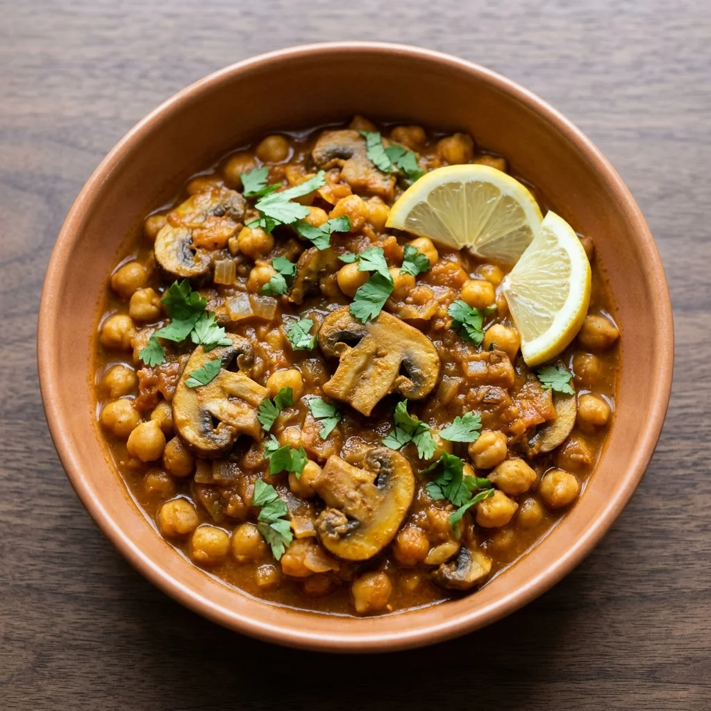 Moroccan Cinnamon-Spice Chickpea Tagine with Mushrooms