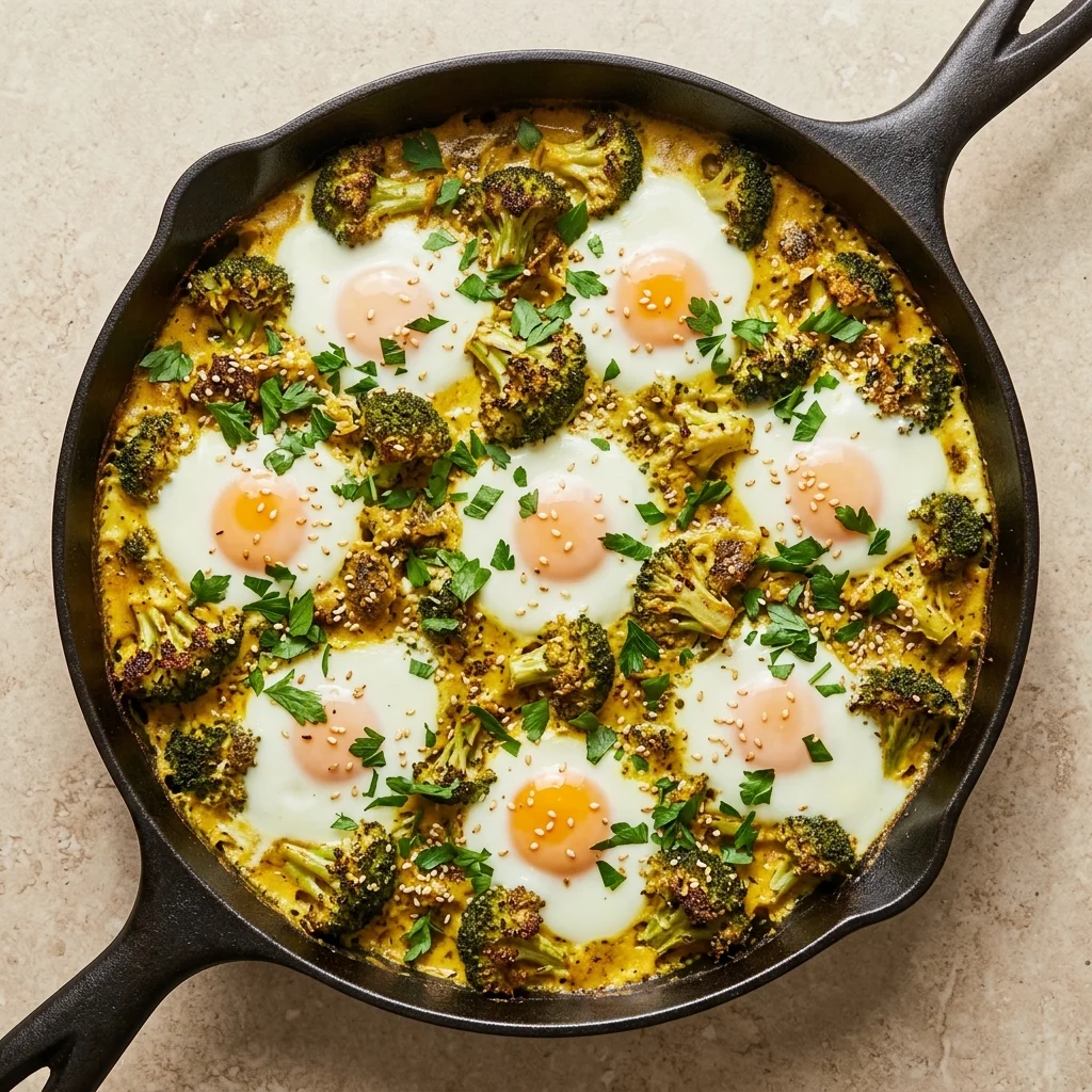 Za'atar-Tahini Egg Bake with Broccoli