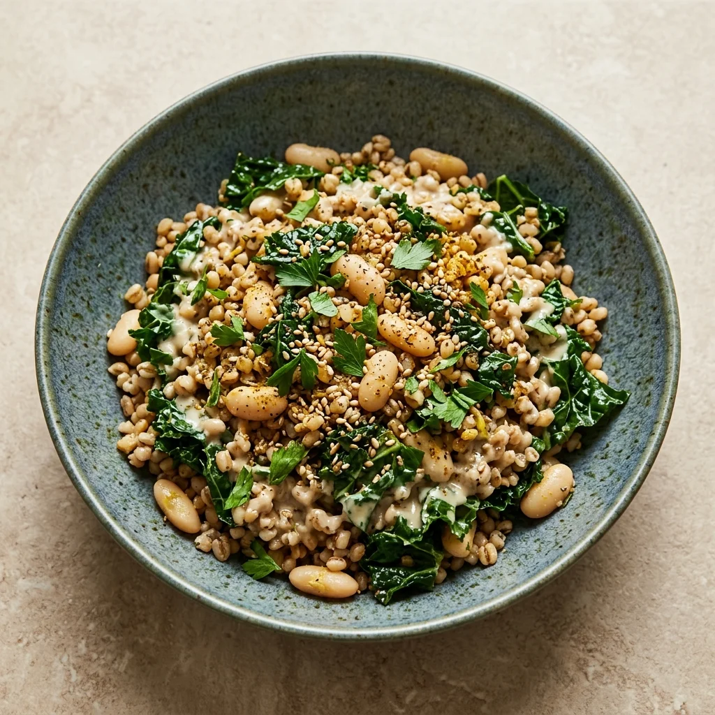 Za'atar-Tahini Sorghum Pilaf with White Beans & Kale