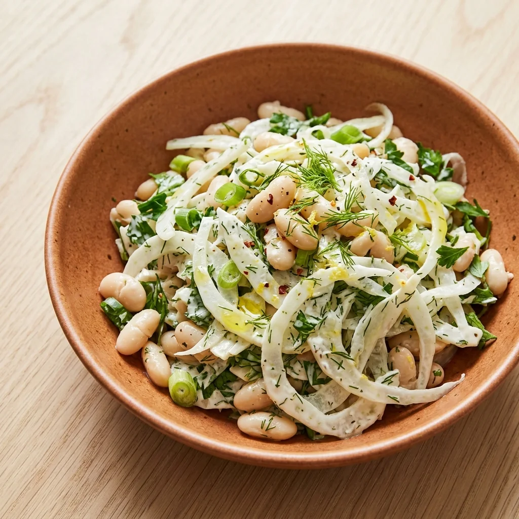 White Bean & Fennel Salad with Garlic-Dill Yogurt Dressing