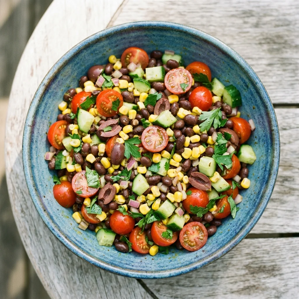 Mediterranean Tomato, Olive & Black Bean Corn Salad