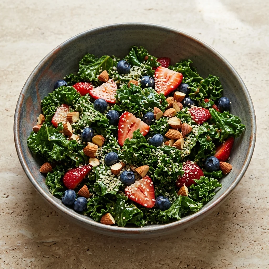 Miso-Sesame Kale Salad with Fresh Berries