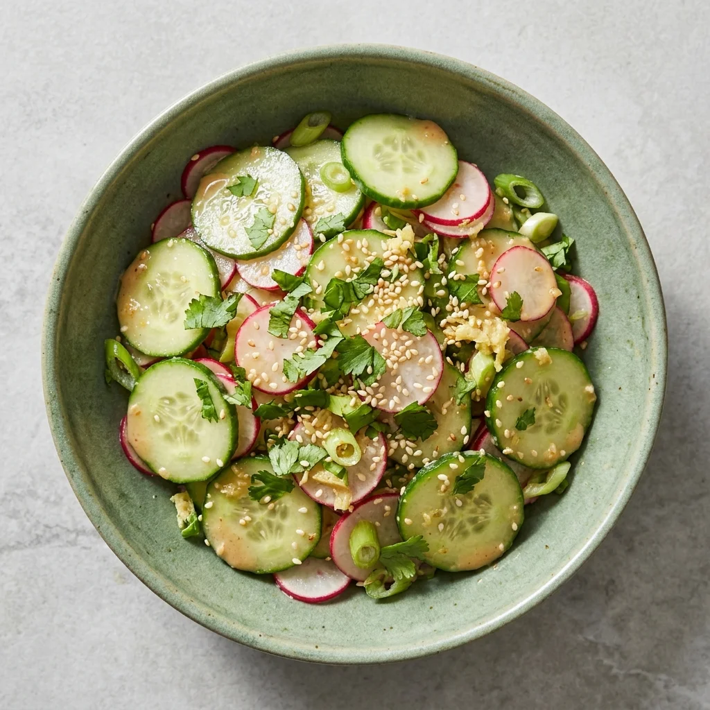 Miso-Sesame Cucumber Radish Slaw