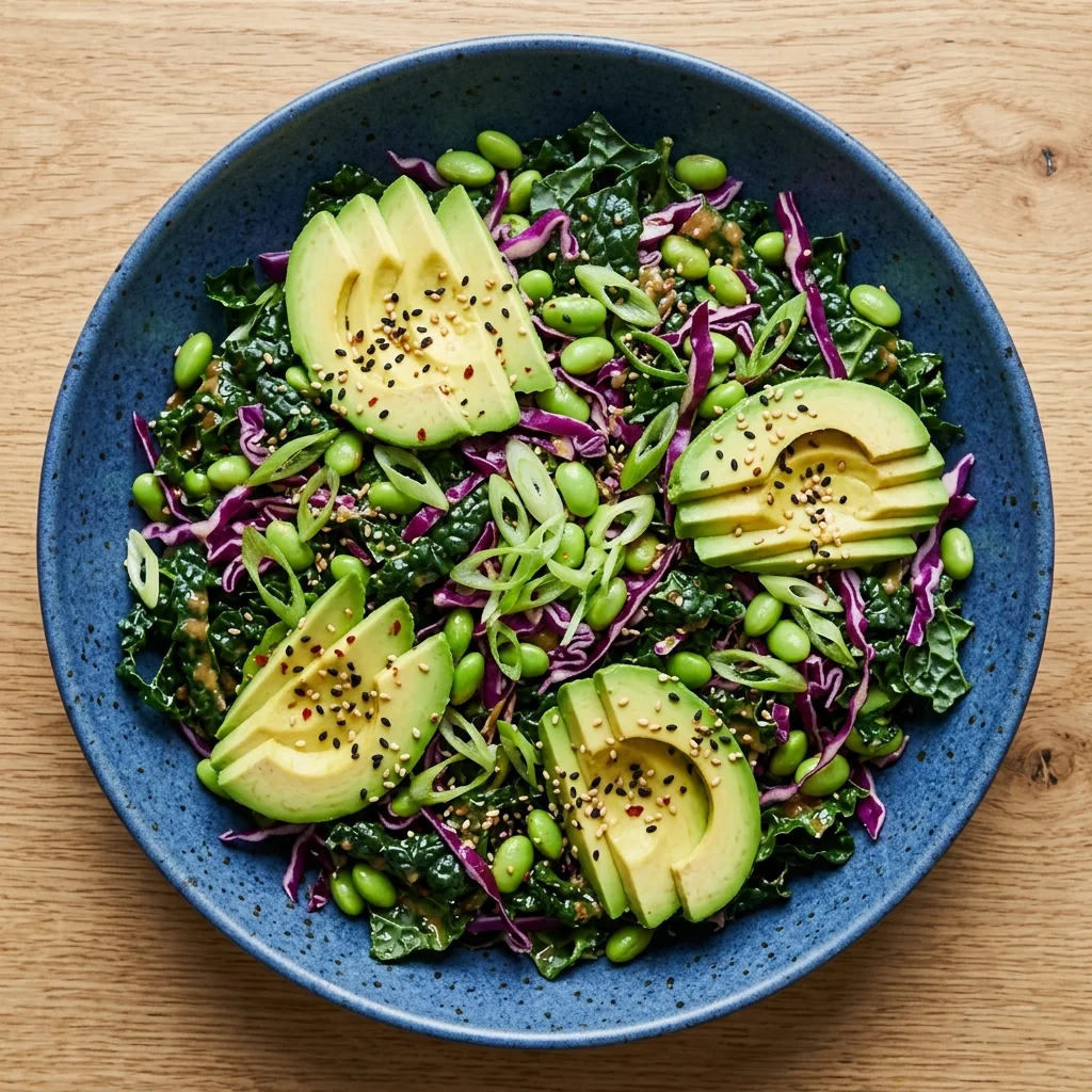 Miso-Sesame Kale and Avocado Salad