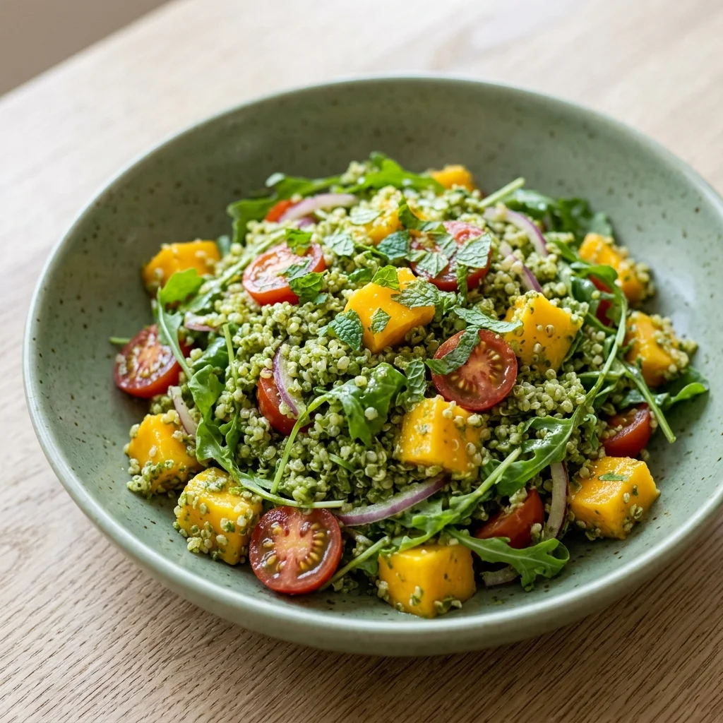 Pesto-Walnut Quinoa Salad with Mango