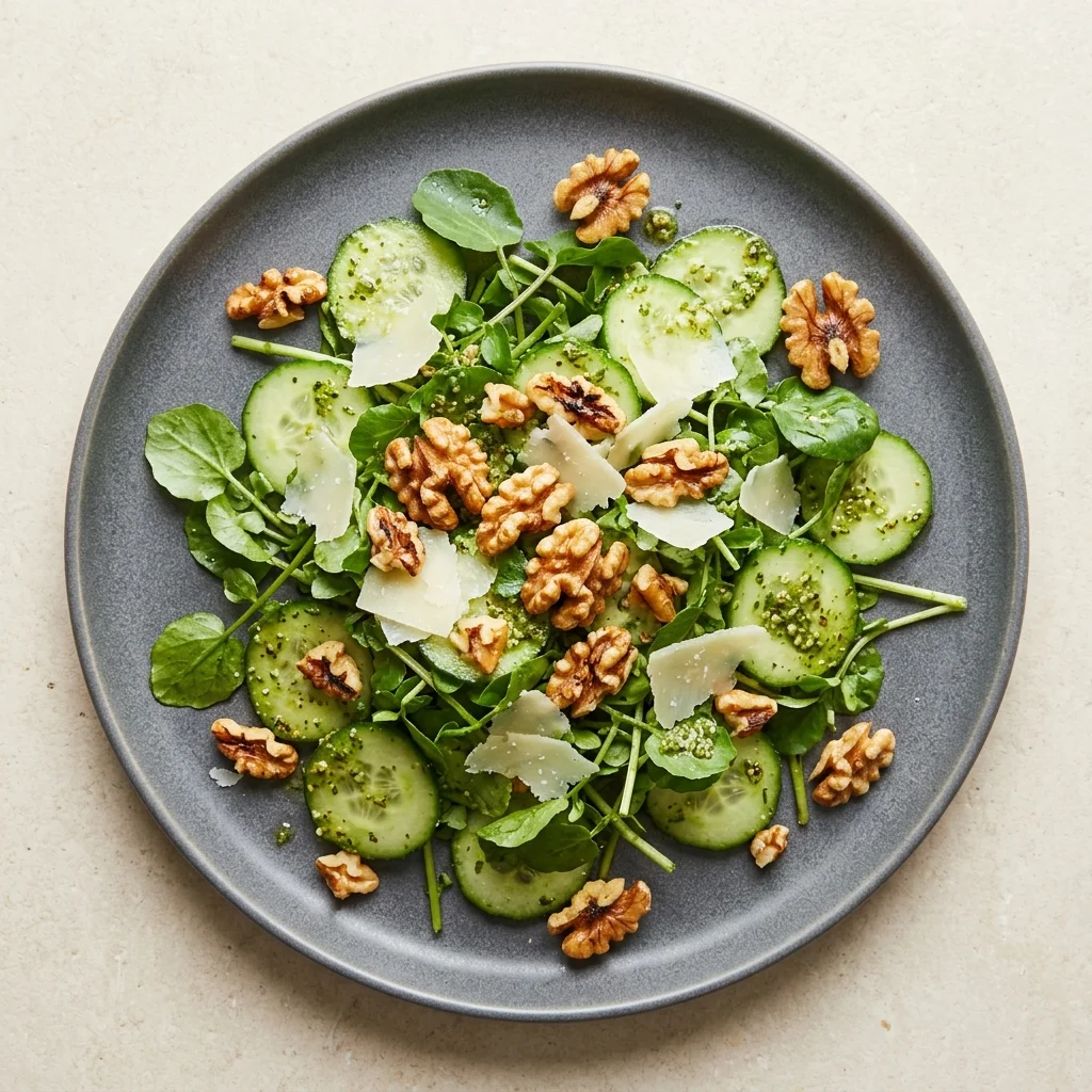 Pesto-Walnut Watercress and Cucumber Salad