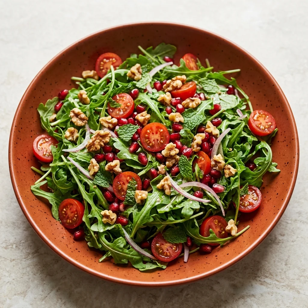 Pomegranate & Mint Arugula Salad with Tomatoes
