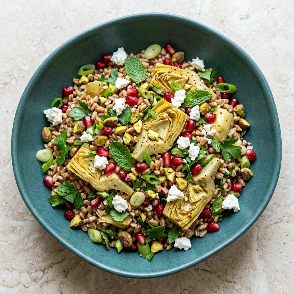Pomegranate & Artichoke Farro Salad with Mint