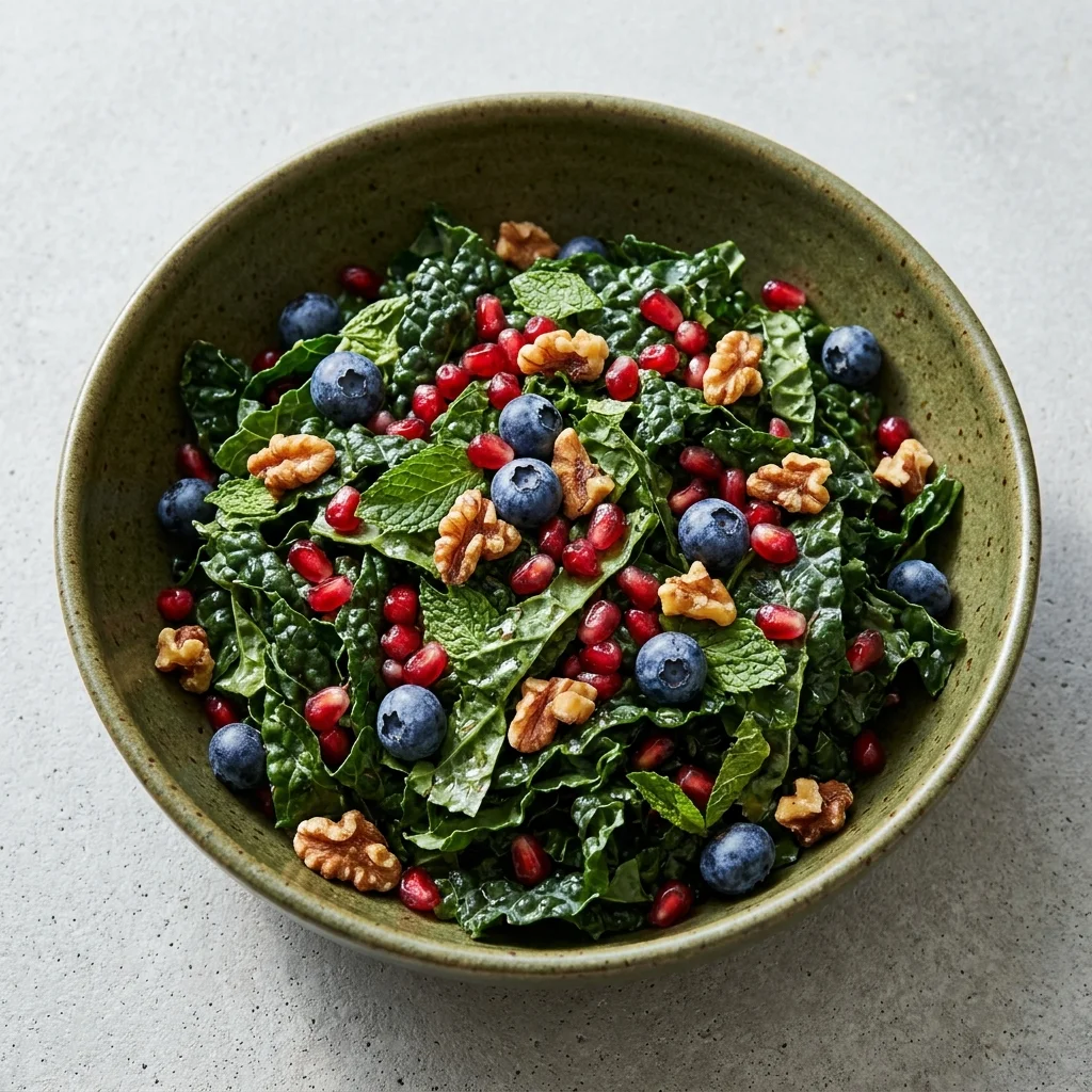 Pomegranate & Blueberry Kale Salad with Mint