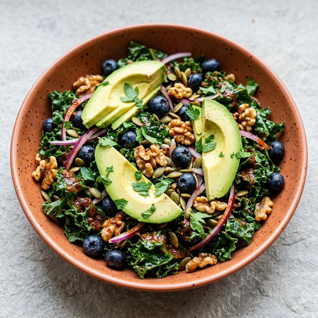 Smoky Paprika Kale and Blueberry Salad