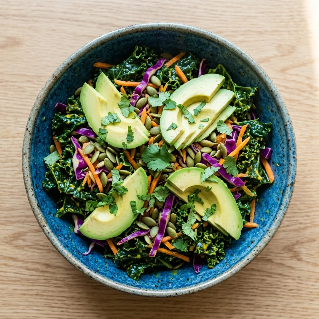 Turmeric-Ginger Kale and Avocado Salad