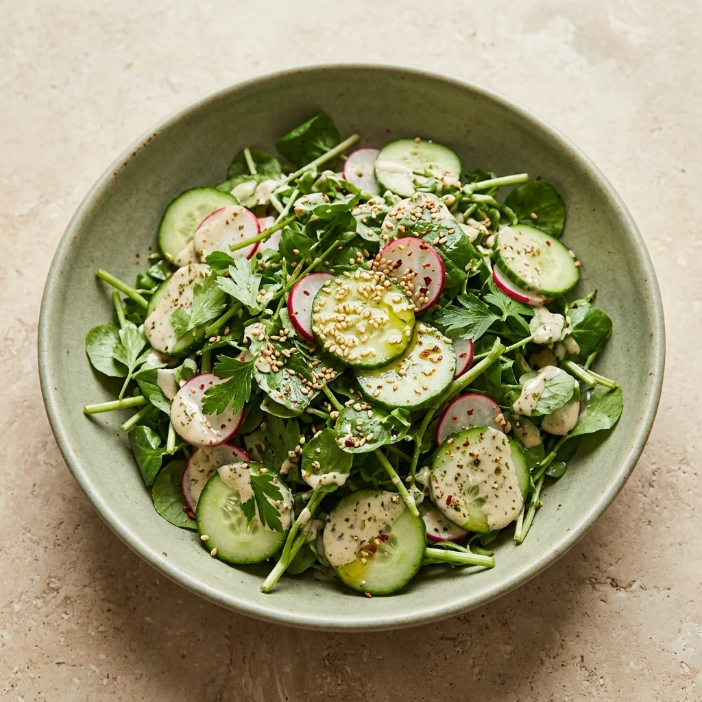 Za'atar-Tahini Watercress and Cucumber Salad