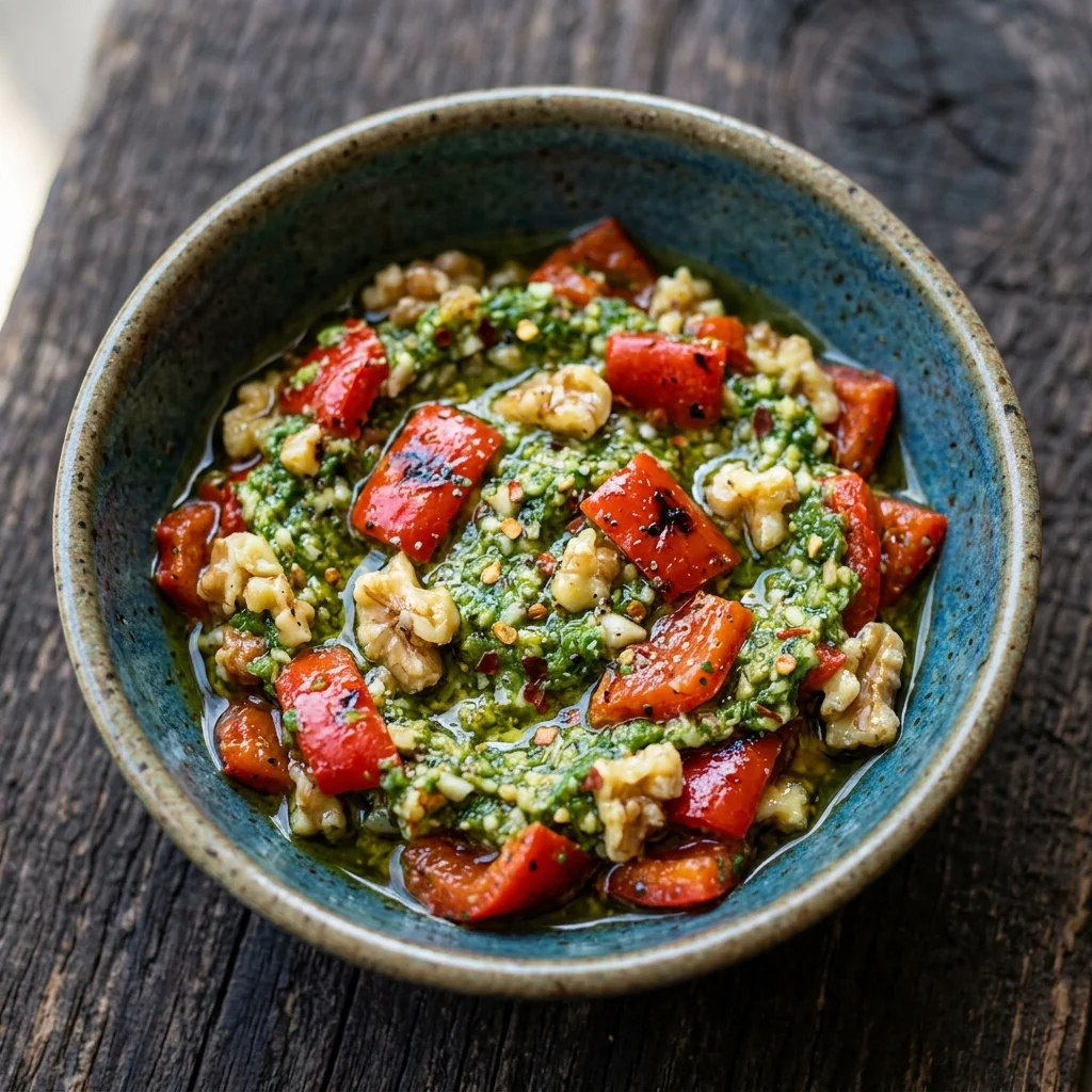 Walnut Pesto Roasted Red Pepper Relish
