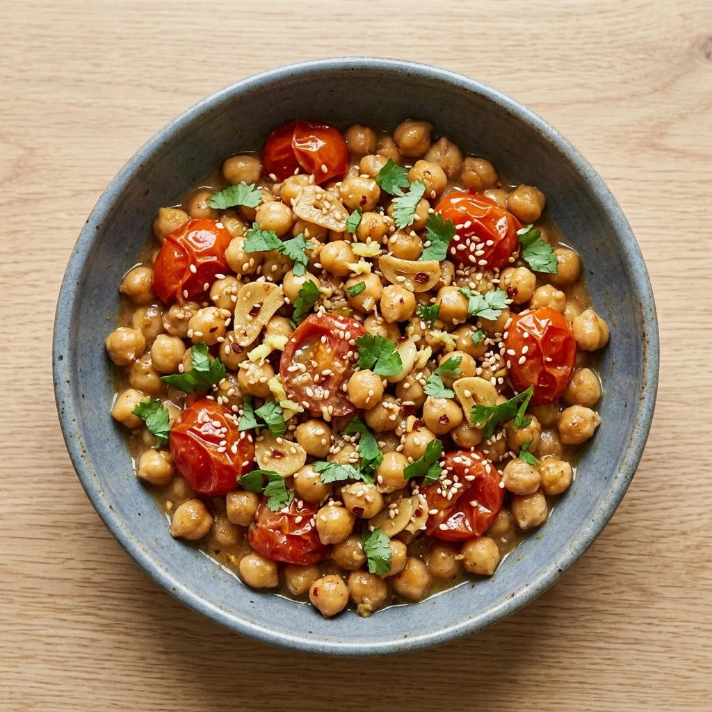 Miso-Sesame Chickpeas with Tomatoes