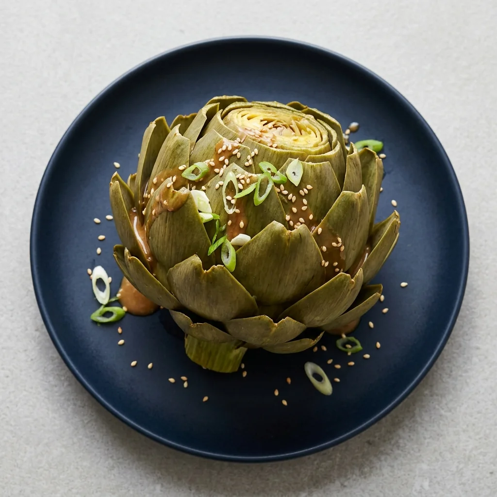 Miso-Sesame Steamed Artichokes