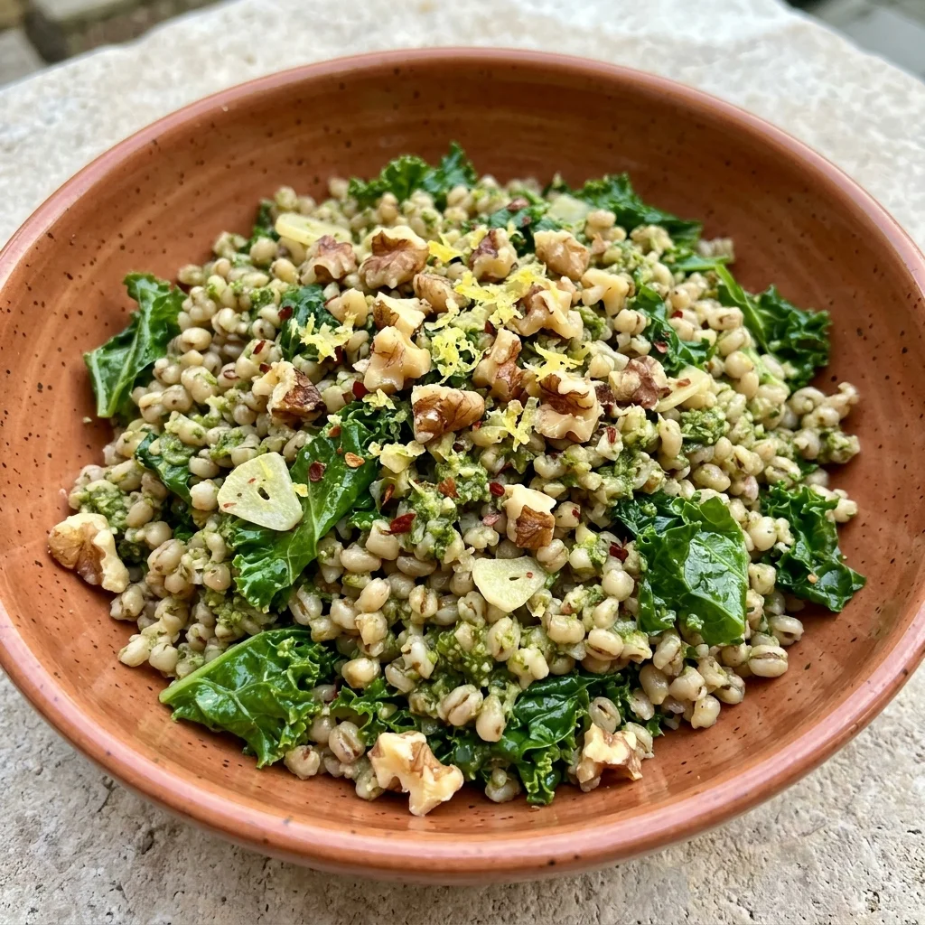 Pesto-Walnut Sorghum & Kale Pilaf