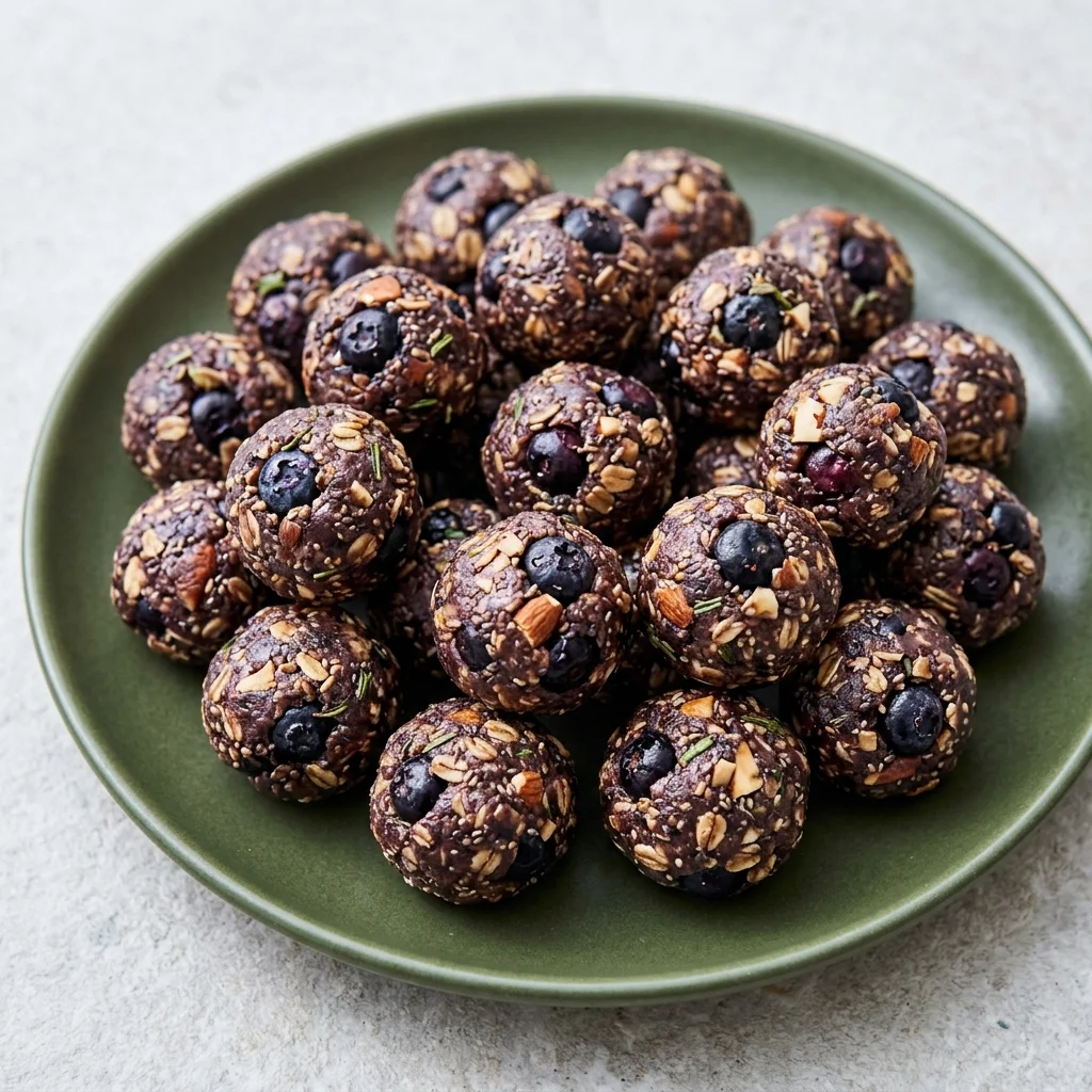 Balsamic-Rosemary Blueberry Oat Energy Bites