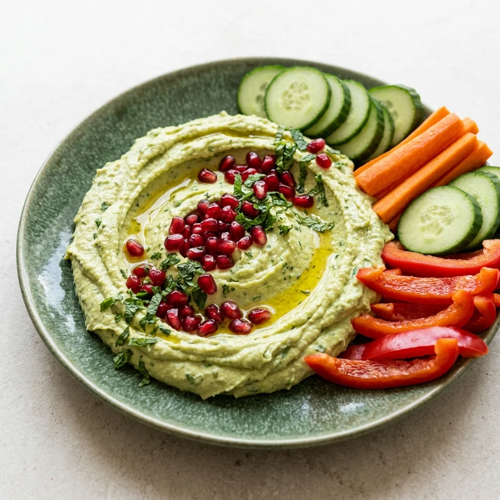 Pomegranate-Mint Avocado Hummus with Veggie Dippers