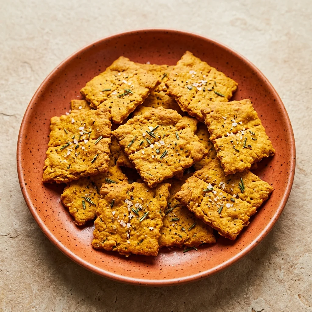 Savory Chickpea Flour Crackers with Turmeric & Rosemary