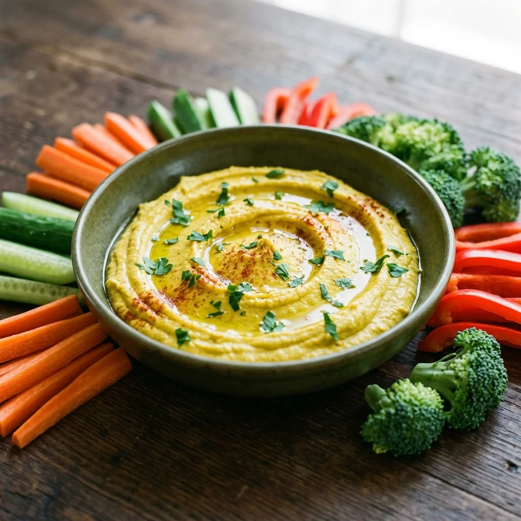 Turmeric-Ginger Chickpea Hummus with Veggie Dippers