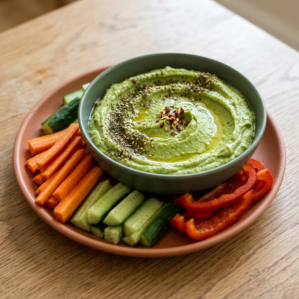 Za'atar-Tahini Avocado Hummus with Veggie Dippers