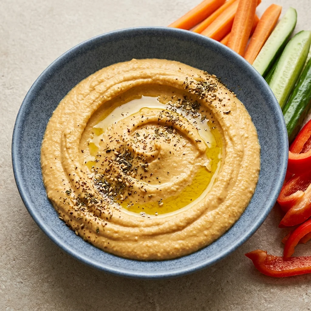 Za'atar-Tahini Red Lentil Dip with Veggie Dippers