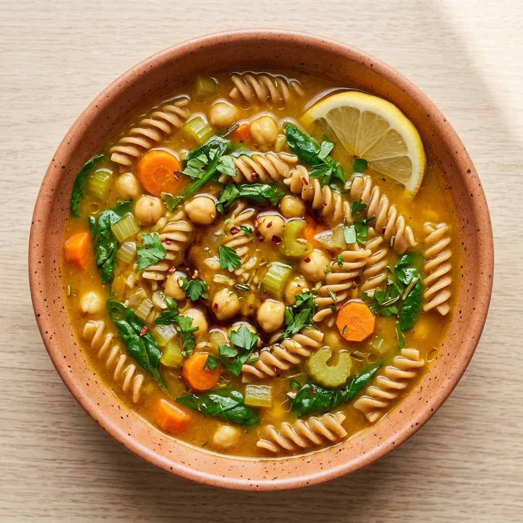 Balsamic-Rosemary Chickpea Noodle Soup