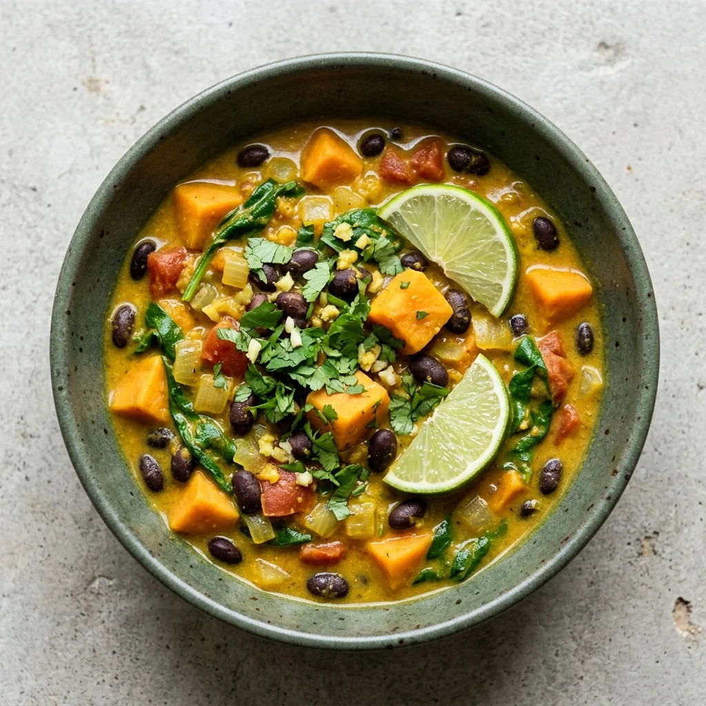 Golden Coconut Curry Black Bean & Sweet Potato Stew
