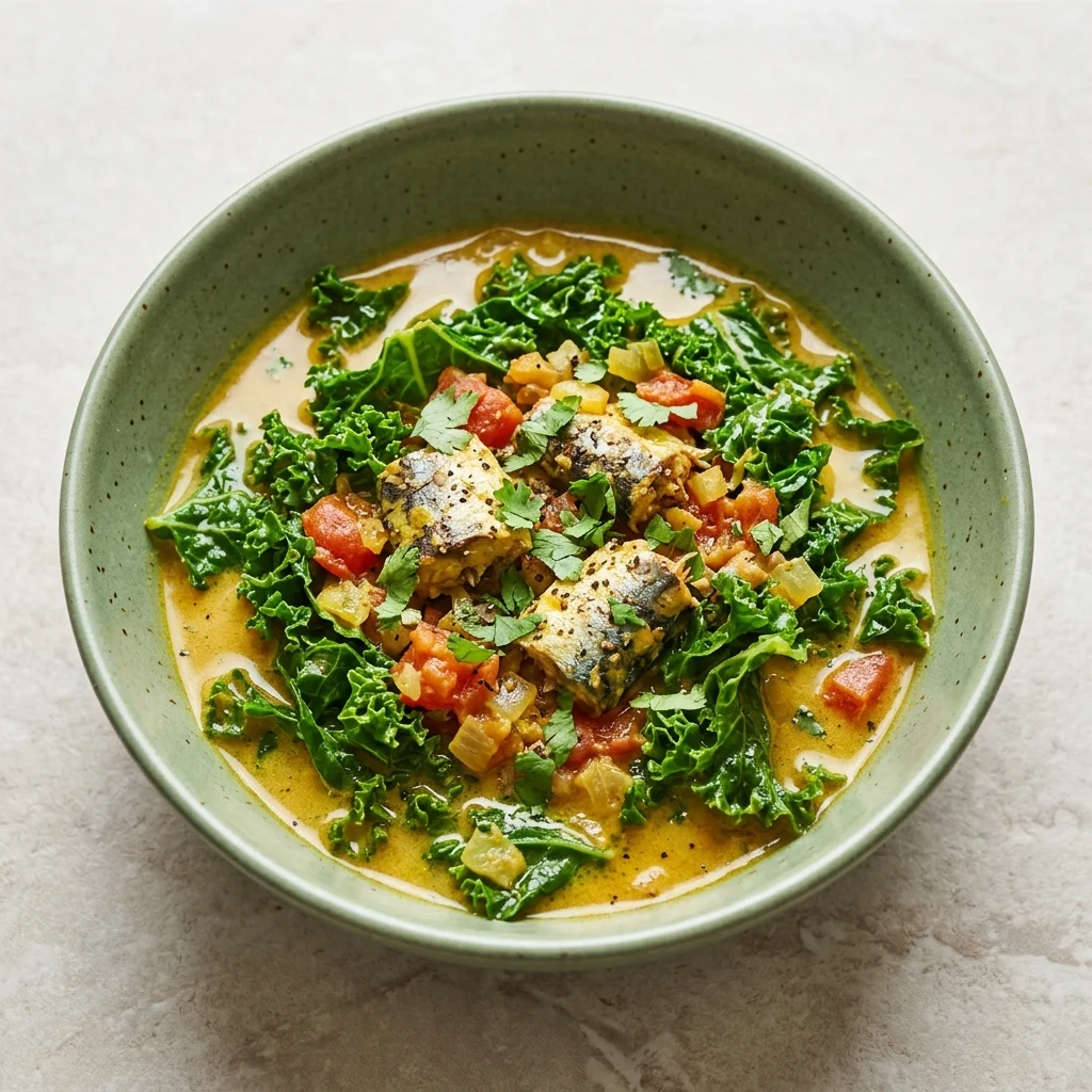Golden Coconut Curry Sardine and Kale Stew