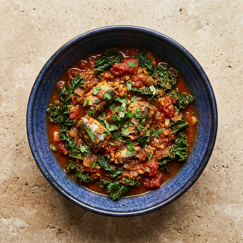Tomato-Ginger Masala Sardine & Kale Stew