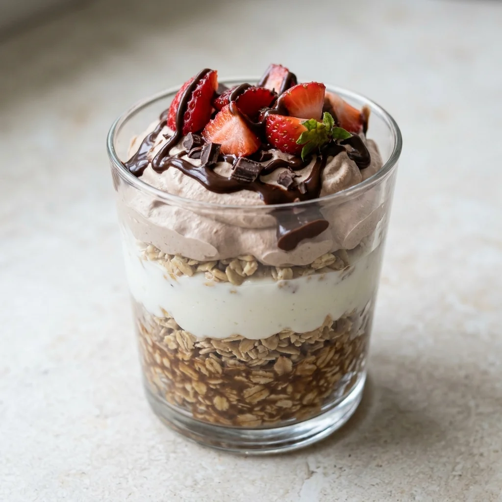 Mocha Breakfast Parfait with Dark Chocolate Drizzle