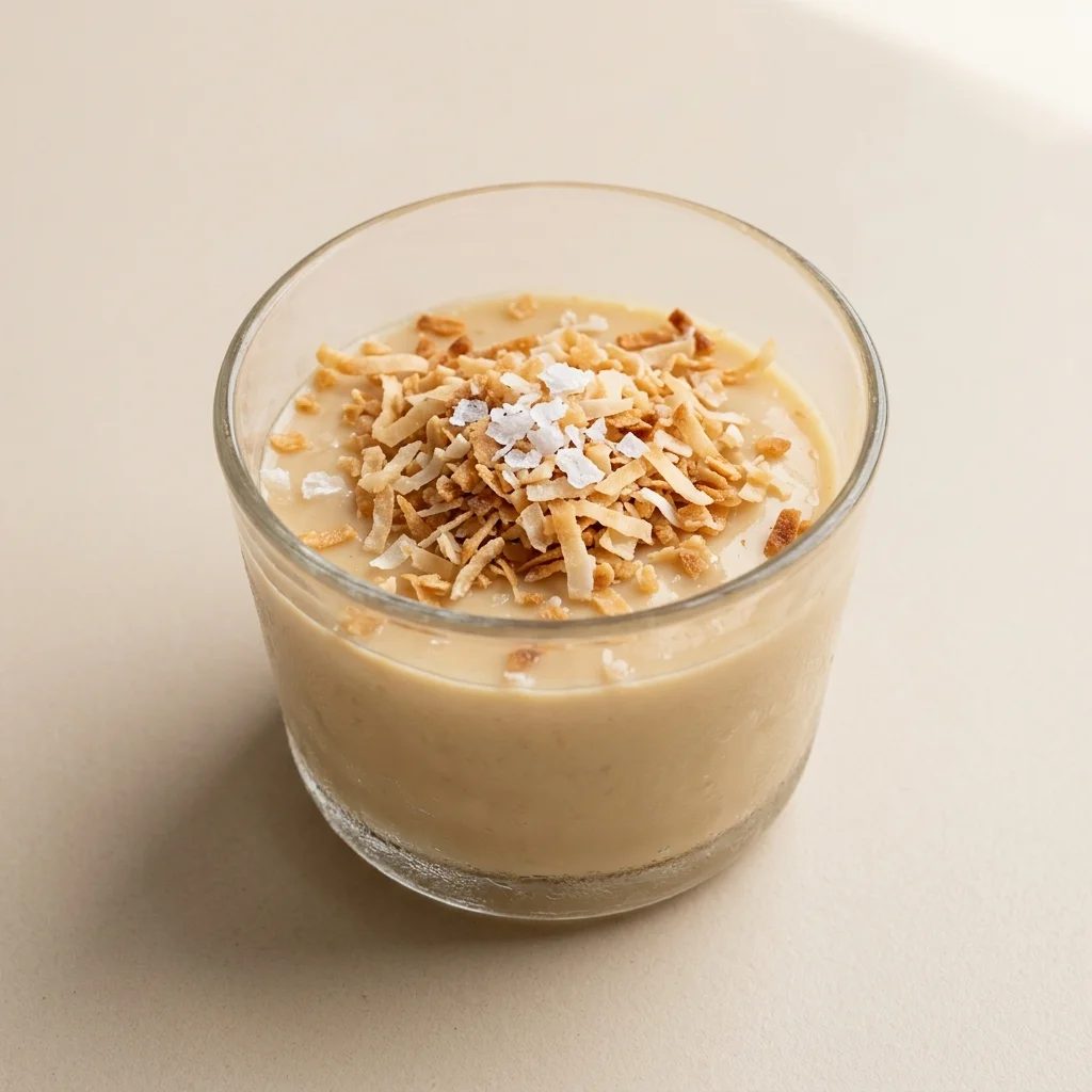 Mini Salted Caramel Pudding Cups with Toasted Coconut