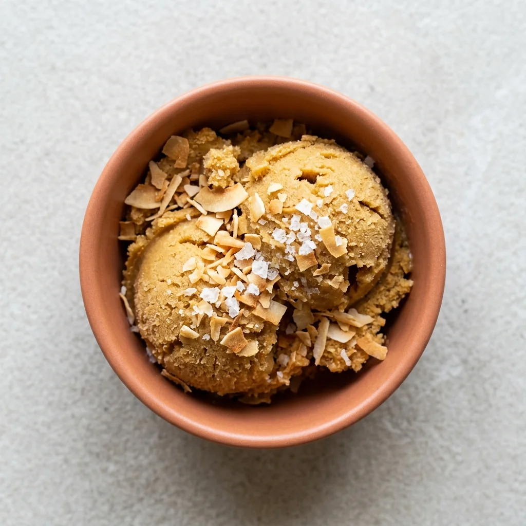Salted Caramel Sorbet with Toasted Coconut