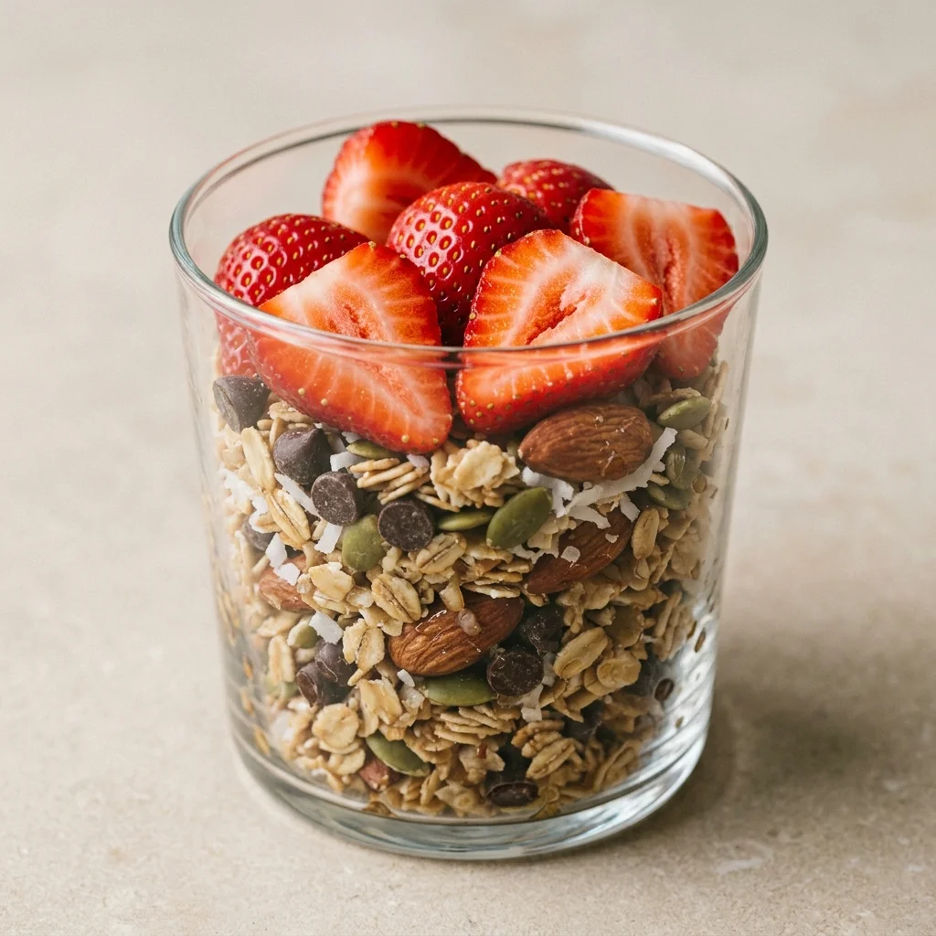 Easy Strawberry Vanilla Trail Mix Cups