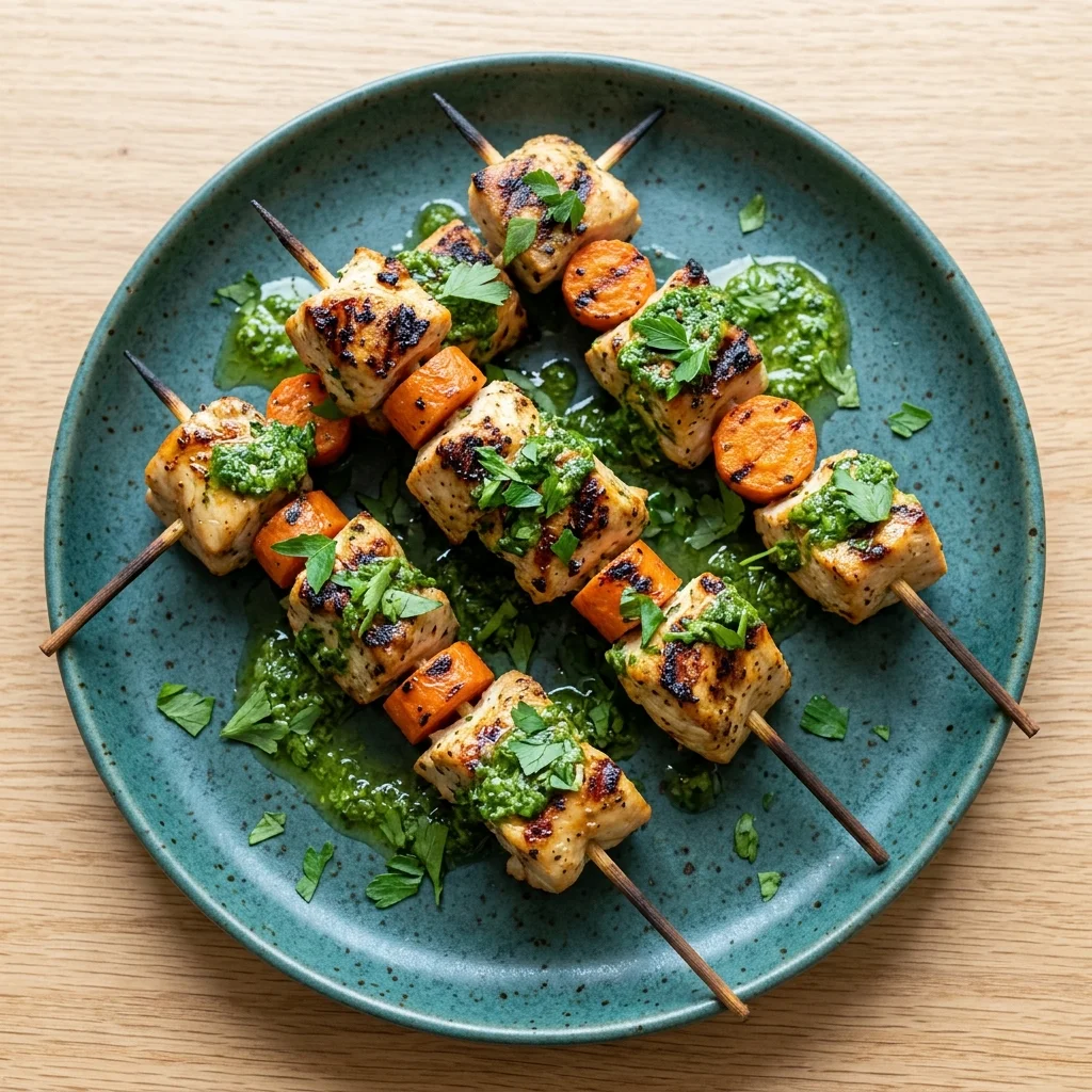 Basil-Parsley Chicken Skewers with Carrot