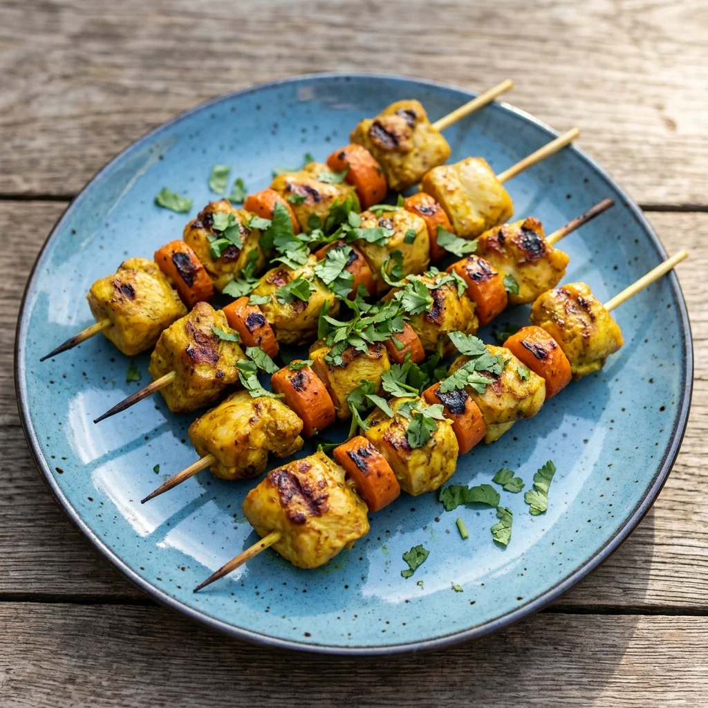 Ginger-Turmeric Chicken Skewers with Carrot