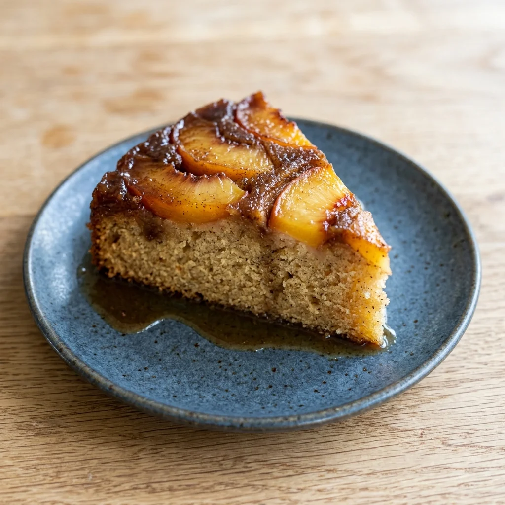 Cinnamon-Cardamom White Peach Upside-Down Cake