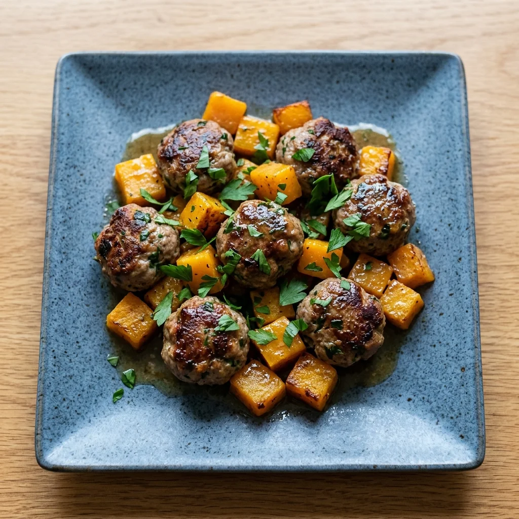 Herb Lamb Meatballs with Roasted Butternut Squash