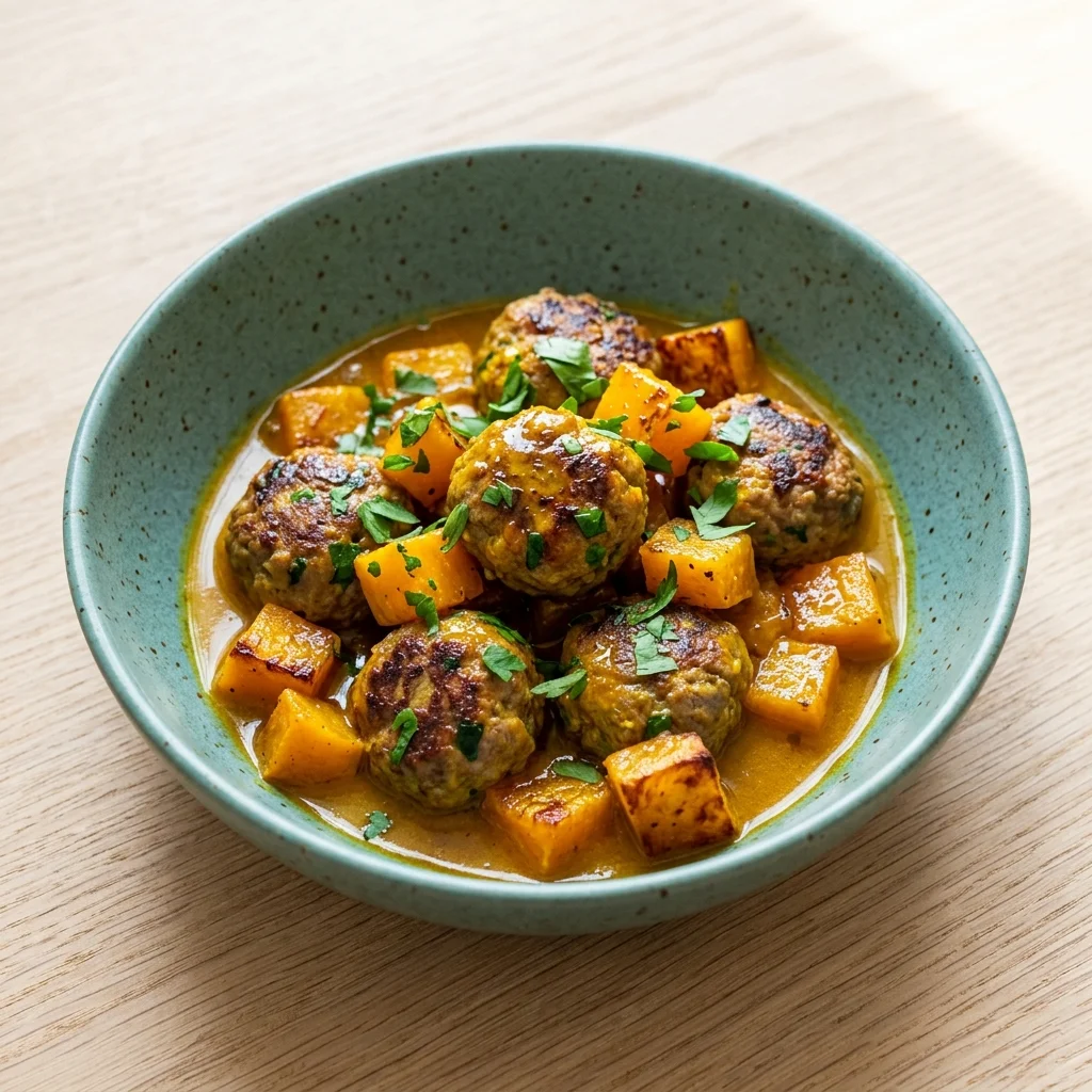 Ginger-Turmeric Beef Meatballs with Butternut Squash