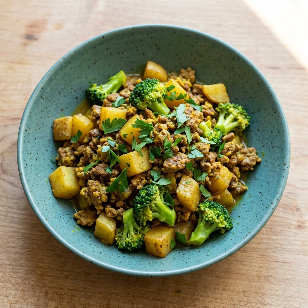 Ginger-Turmeric Beef and Potato Skillet with Broccoli