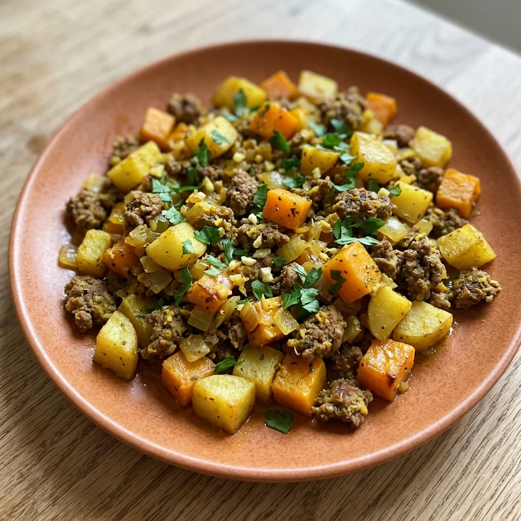 Ginger-Turmeric Beef Skillet with Potato and Butternut Squash