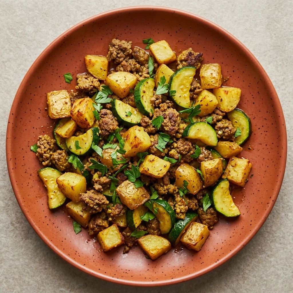Ginger-Turmeric Beef and Potato Skillet with Zucchini