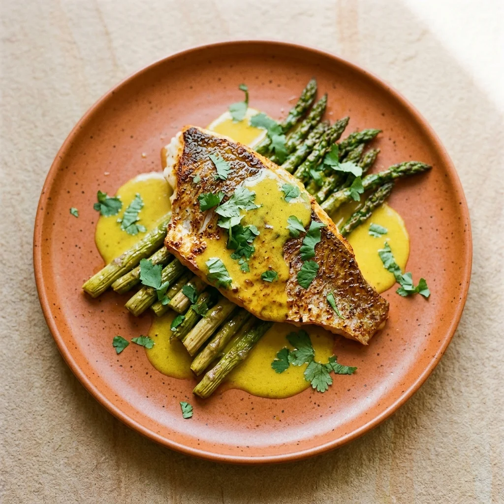 Ginger-Turmeric Snapper Fillets with Asparagus