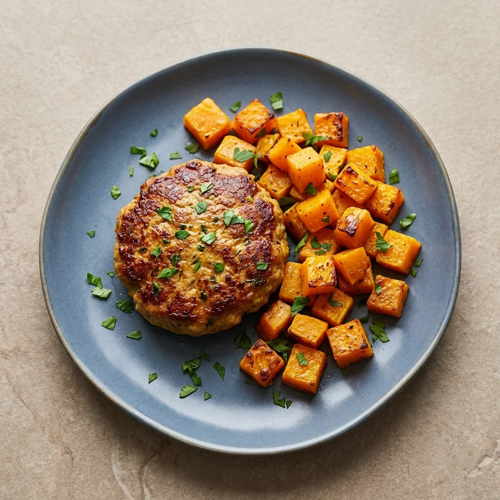 Ginger-Turmeric Turkey Burgers with Roasted Butternut Squash