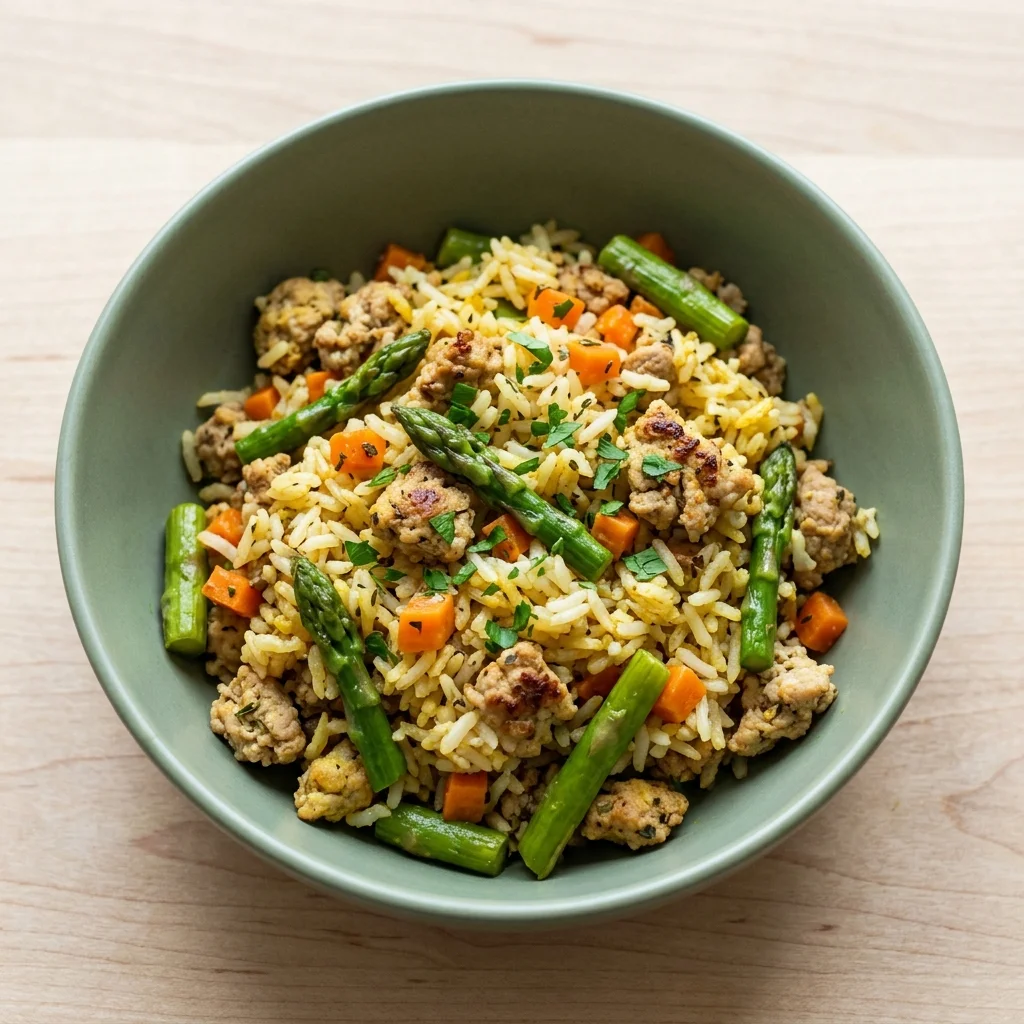 Ginger-Turmeric Turkey Rice Casserole with Asparagus