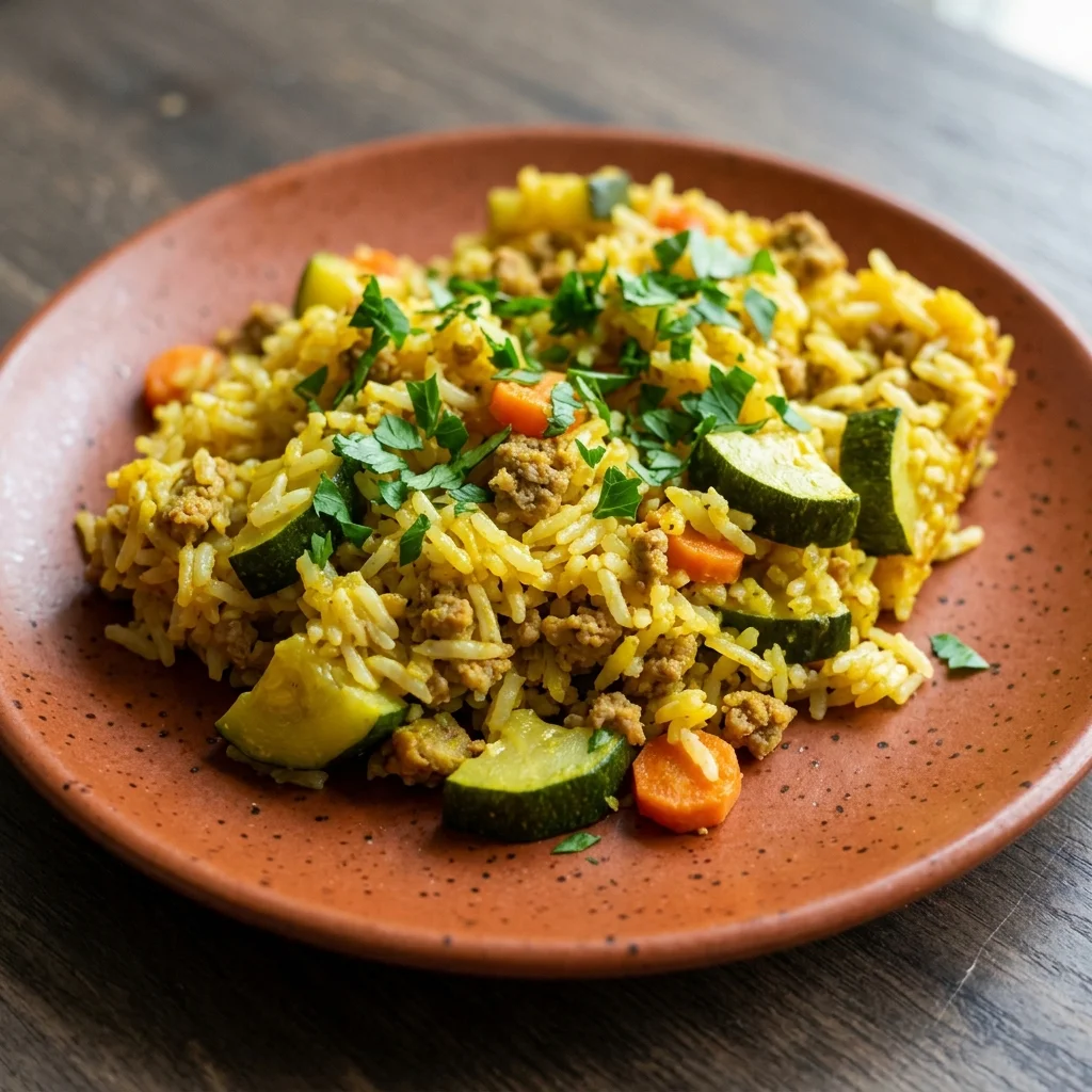 Ginger-Turmeric Turkey Rice Casserole with Zucchini