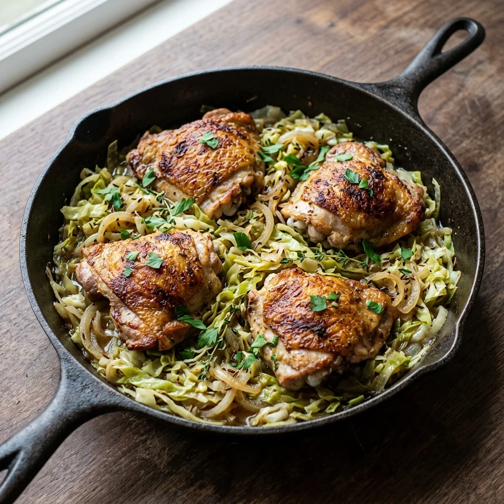Pan-Seared Chicken Thighs with Caraway and Cabbage