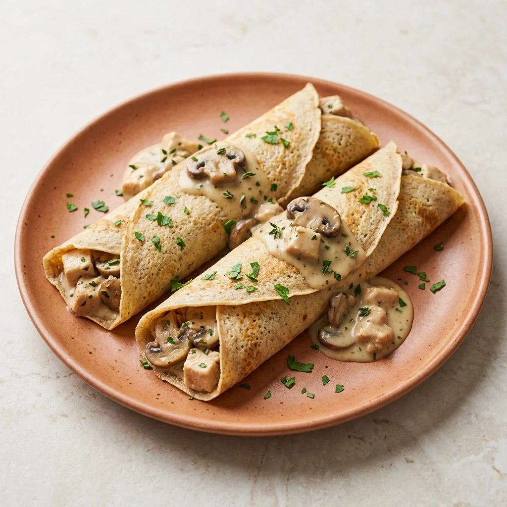 Savory Chicken and Mushroom Crepes