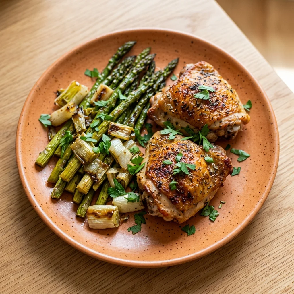 Sheet Pan Chicken with Asparagus and Leeks