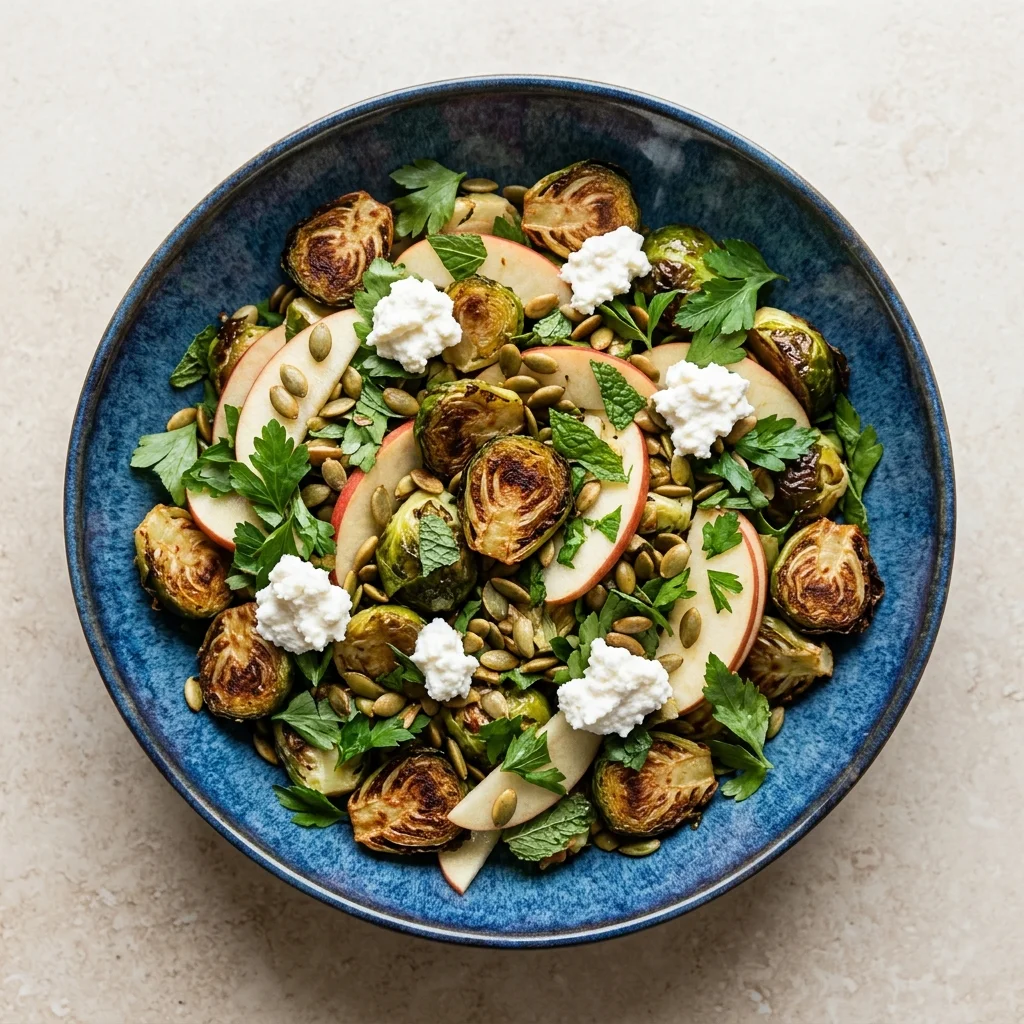 Roasted Brussels Sprouts Salad with Apple and Herbs